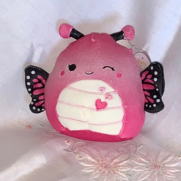 Squishmallows 5 Inch Arona Butterfly Valentines Day Hearts Pink and Black NWT - Picture 8 of 9